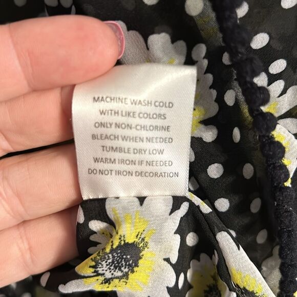 MIKEN SWIM Size Large Daisy Print Crochet Chiffon Kimono Tunic Swim Cover-Up - Picture 8 of 11